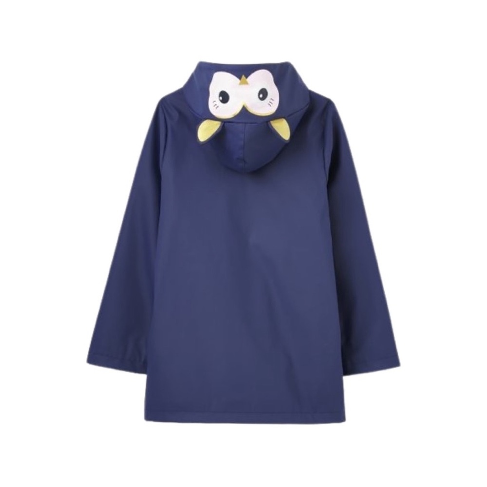 Joules Navy Blue Kids Raincoat with Pink Owl Hood - Picture 11 of 12